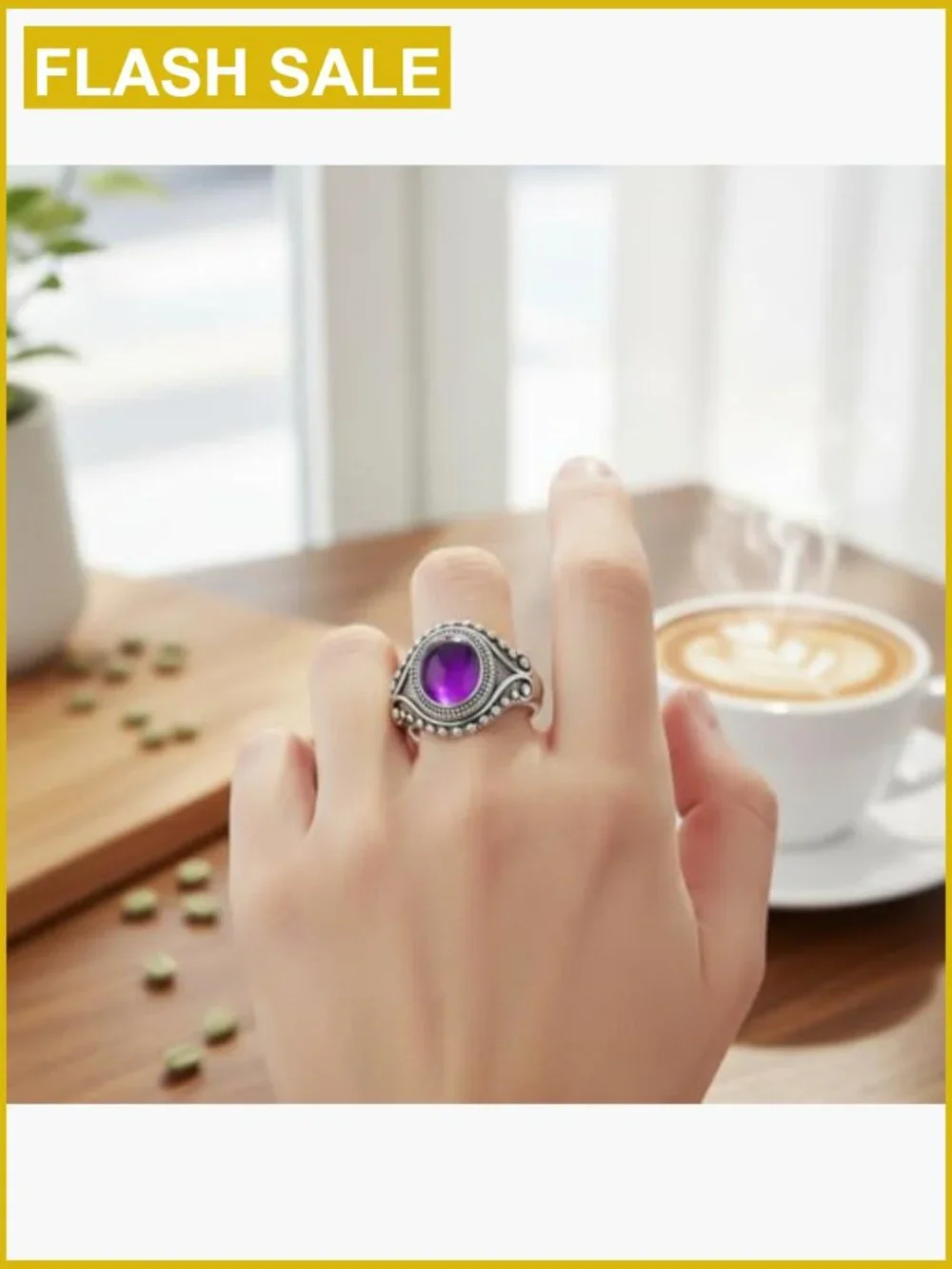 Vintage Evil Eye Mood Ring S925 Sterling Silver Color Changing Stone